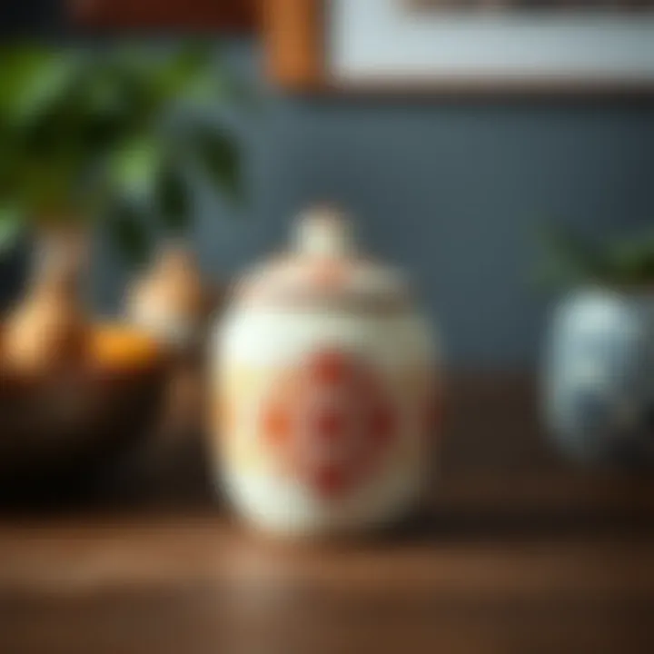 An elegant ceramic canister with intricate designs showcasing American craftsmanship