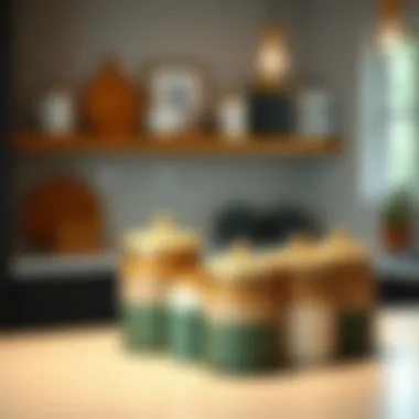 Stylish canisters placed in a modern kitchen, enhancing the aesthetic appeal of the space