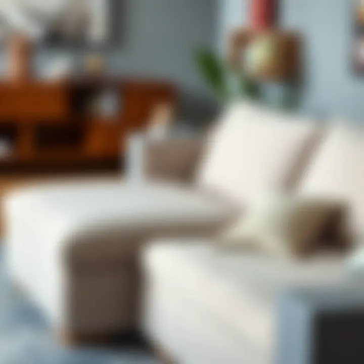 Functional storage compartment in a chaise lounge couch showcased