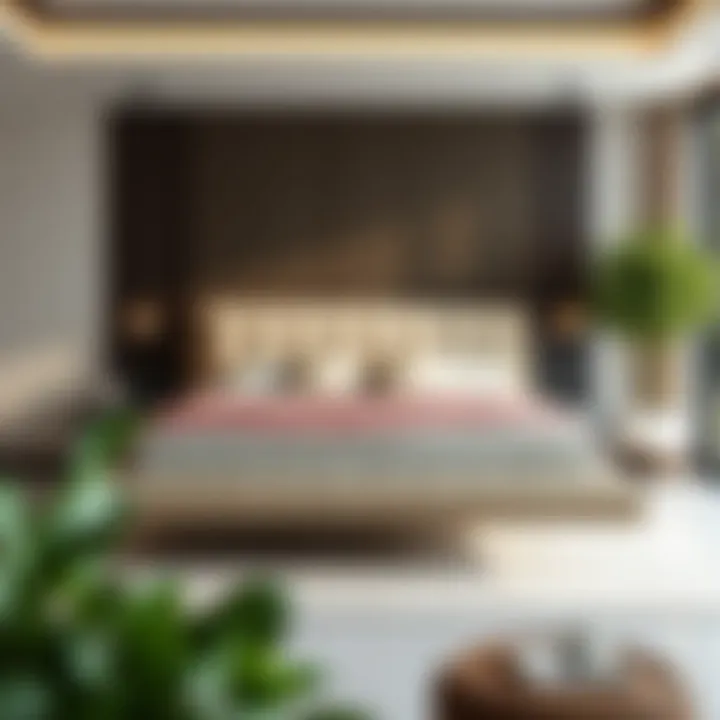 Elegant Upholstered Floating Bed Elegant upholstered floating bed in a modern bedroom setting