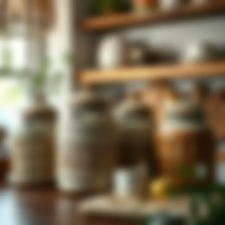 Rustic Ceramic Jars Rustic ceramic jars in a charming kitchen setting
