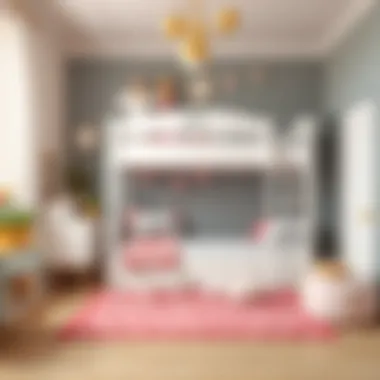 Cozy Children's Room with White Princess Bunk Bed Cozy children's room showcasing a white princess bunk bed with playful decor