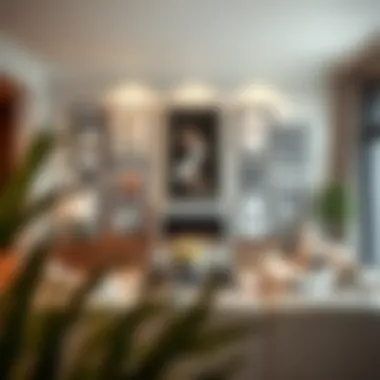 Modern Living Room Framed Art Showcase Elegant display of framed art in a modern living room