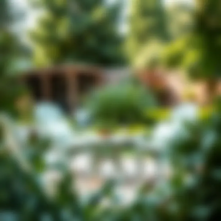 Elegant Light Green Patio Set in a Lush Garden Elegant light green patio set amidst a garden