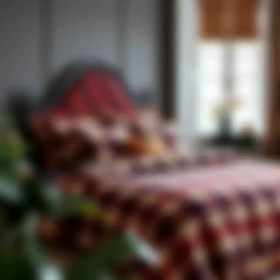 Sophisticated plaid comforter set on a queen bed