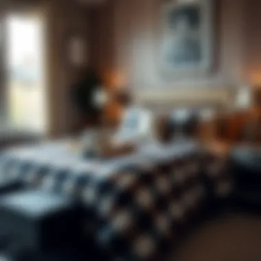 Cozy bedroom showcasing plaid comforter