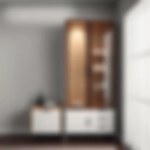 Sleek tall storage cabinet featuring elegant glass doors