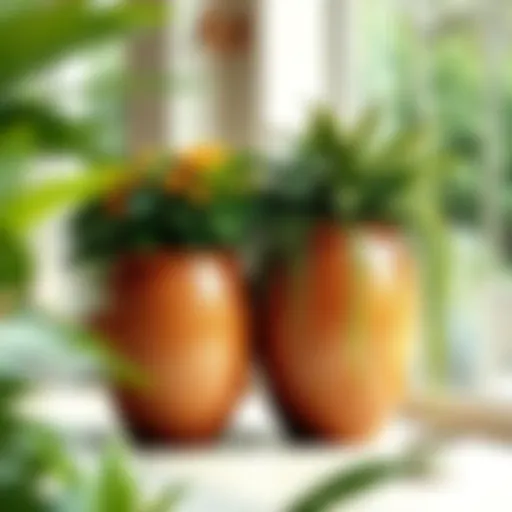 Elegant extra large ceramic planter showcasing vibrant greenery
