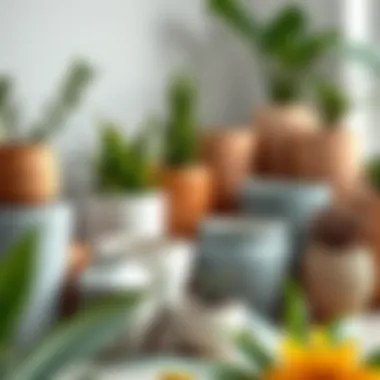 Diverse Styles of Ceramic Planters Variety of ceramic planter styles and colors arranged aesthetically