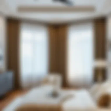 A serene bedroom featuring elegant rod pocket curtains