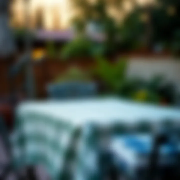 Stylish flannel back table cloth on a patio table