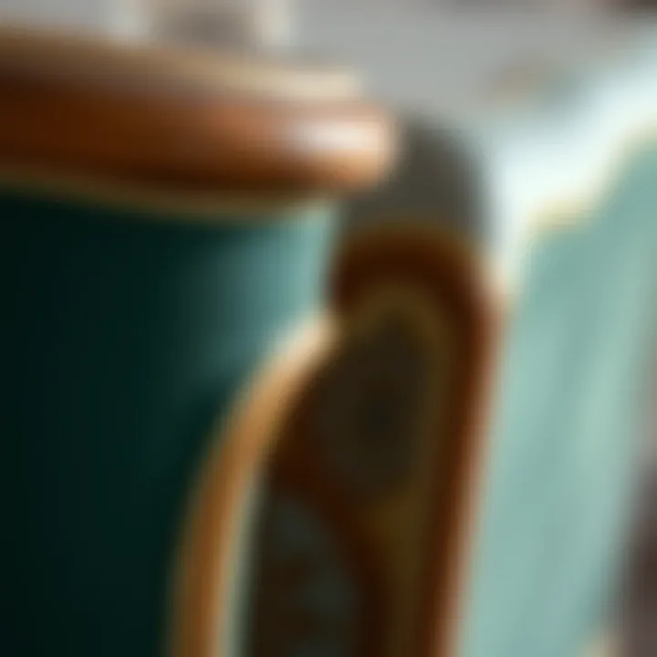 Close-up of unique materials used in flip top side tables