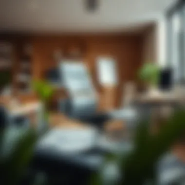 Stylish folding arm office chair in a modern workspace