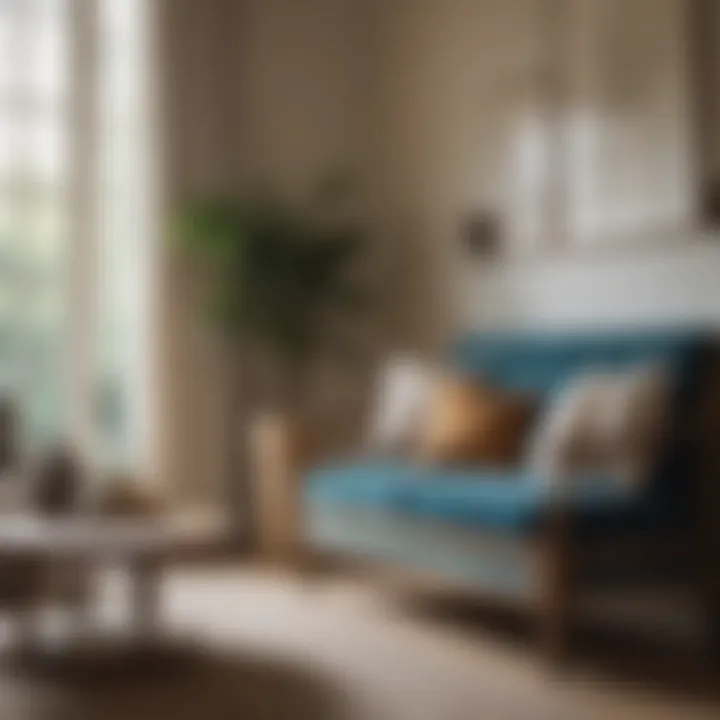 Cozy seating area with an inviting bench and cushions