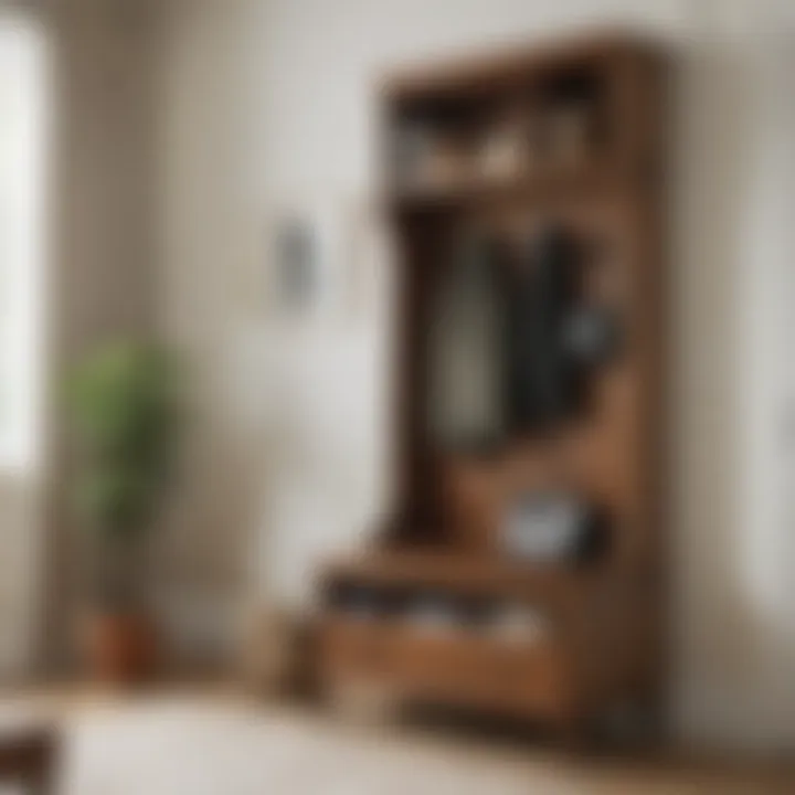 Functional storage solutions like a hall tree with hooks