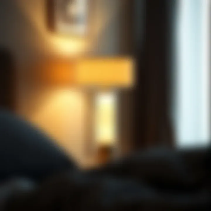 Modern Elegance: A Contemporary Bedside Lamp Modern bedside lamp with sleek design and warm lighting