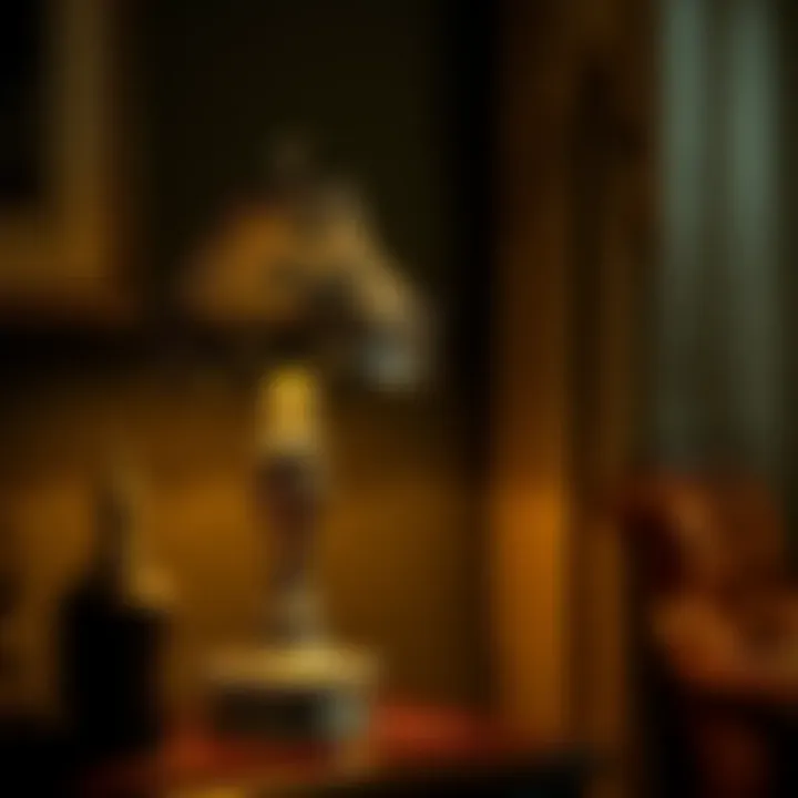 Timeless Charm: A Vintage Bedside Lamp Vintage style bedside lamp with intricate details and soft glow