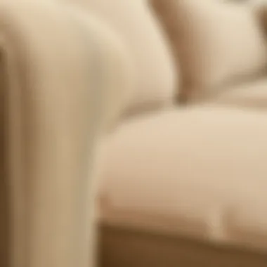Close-up of the fabric and texture of a pull out couch