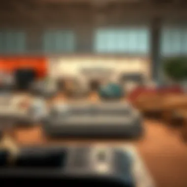 Different models of pull out couches displayed in a showroom
