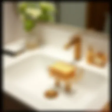 Elegant sponge caddy design in a bathroom sink