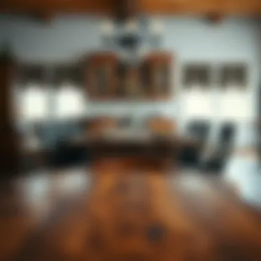 Rustic wooden dining table set in a cozy setting