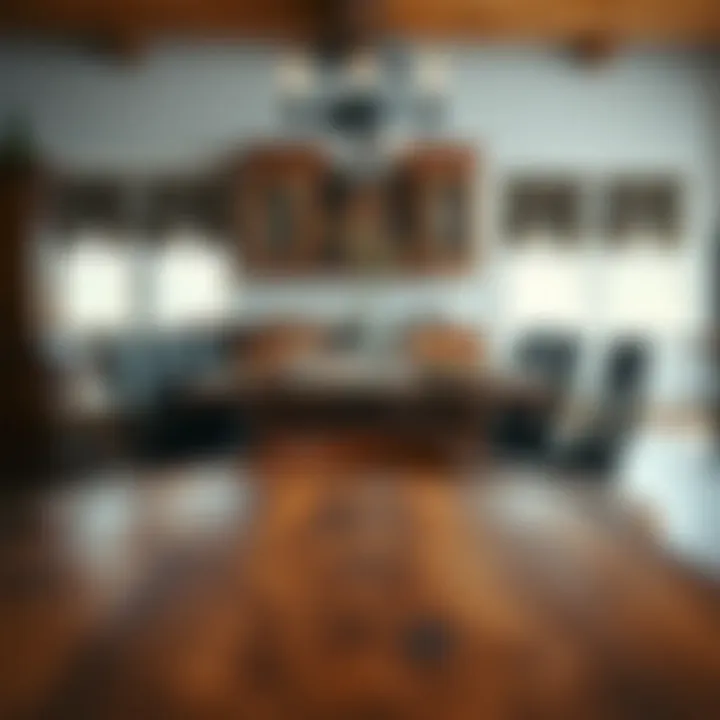 Rustic wooden dining table set in a cozy setting