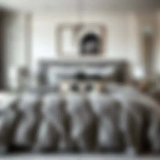 Elegant Gray Comforter in Modern Bedroom Elegant gray comforter draped over a king-size bed with modern decor