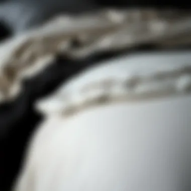 Close-up of luxurious fabric and texture of a king comforter set
