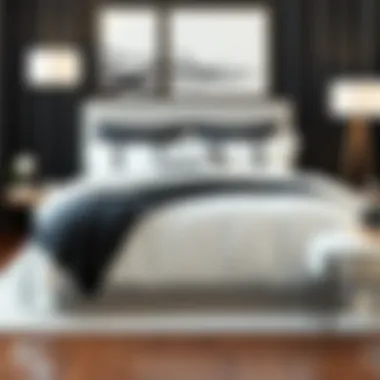 Stylish black and white king comforter set accentuating a contemporary room