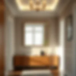 Elegant hallway mirror with contemporary furniture