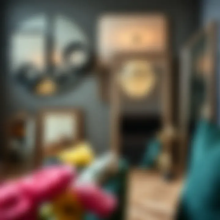 Variety of heavy floor mirrors showcasing unique design styles