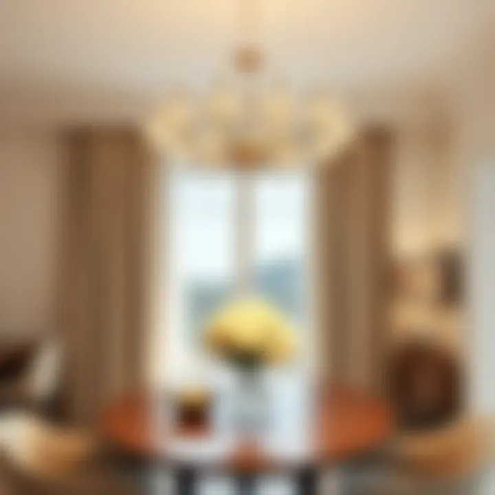 Chic Chandelier Enhancing Dining Ambiance Elegant chandelier as a focal point in a dining area