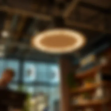 LED Ceiling Light: Efficiency and Style in Workspaces Energy-efficient LED ceiling light installed in a workspace