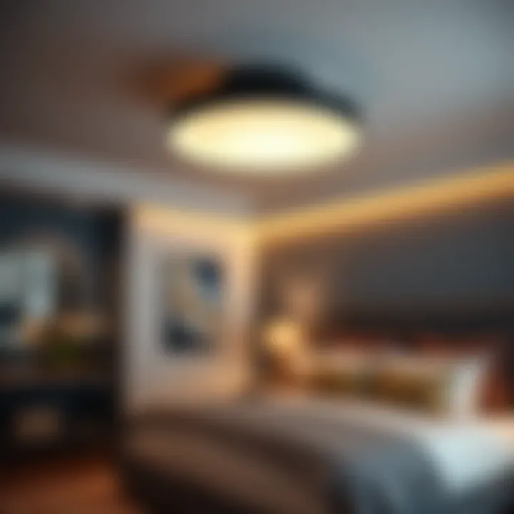 Flush Mount Fixture Complementing Bedroom Design Stylish flush mount fixture contributing to a cozy bedroom atmosphere