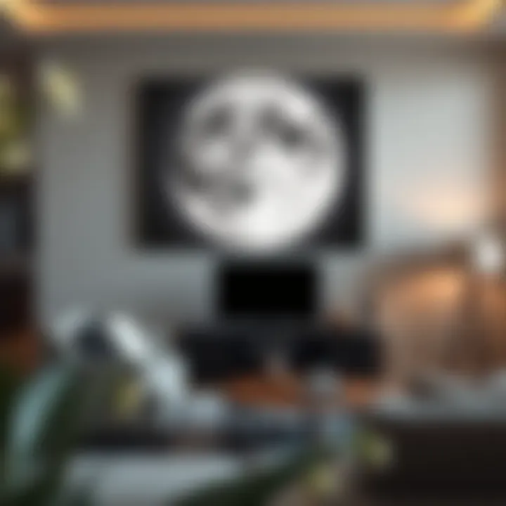 Contemporary Living: The Moon in Design Elegant moon-themed wall display in a contemporary living space