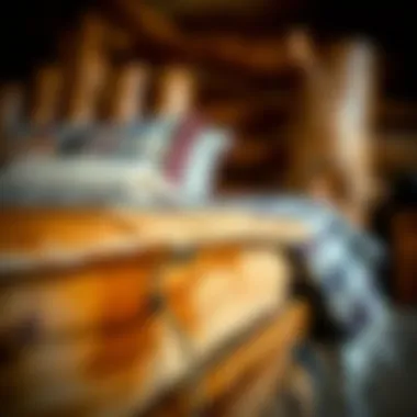 Artisan Craftsmanship: Log Bed Detail Close-up view of handcrafted log bed detailing emphasizing craftsmanship and quality