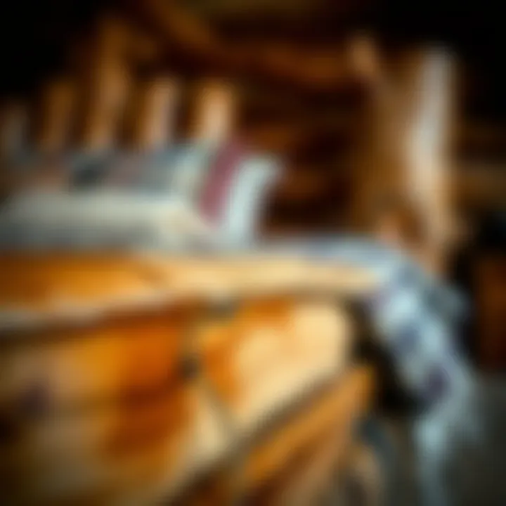 Artisan Craftsmanship: Log Bed Detail Close-up view of handcrafted log bed detailing emphasizing craftsmanship and quality