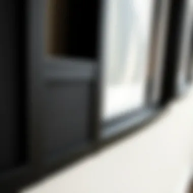 Close-up of materials used in large black picture frames