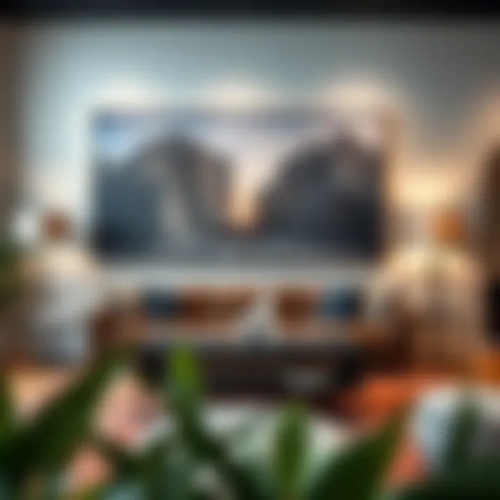 Stunning large art print on a modern living room wall