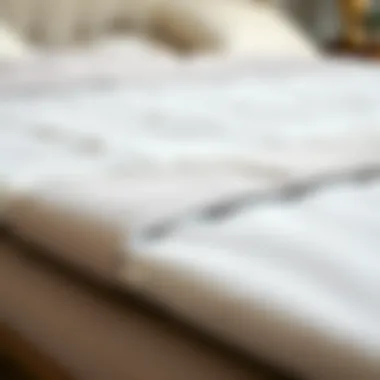 Close-up of low profile king bed materials and textures