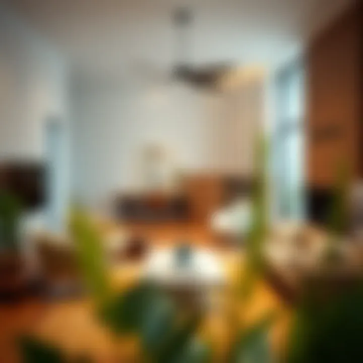 Interior space integrating minimalist mid-century modern decor