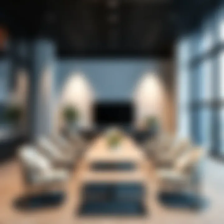 Contemporary conference room setup with sleek furniture