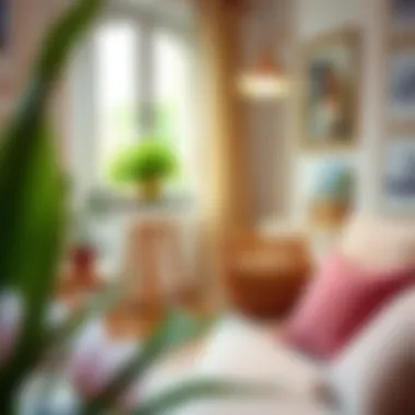 Stylish interior incorporating modern weave basket as decorative element