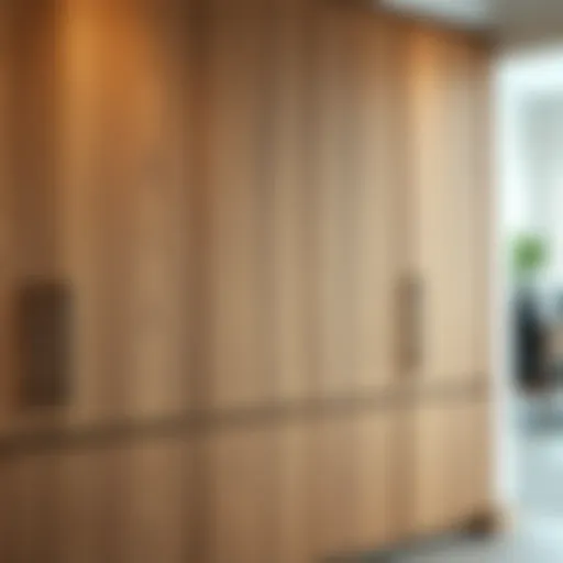 A beautifully crafted natural wood finish cabinet showcasing rich grain patterns.