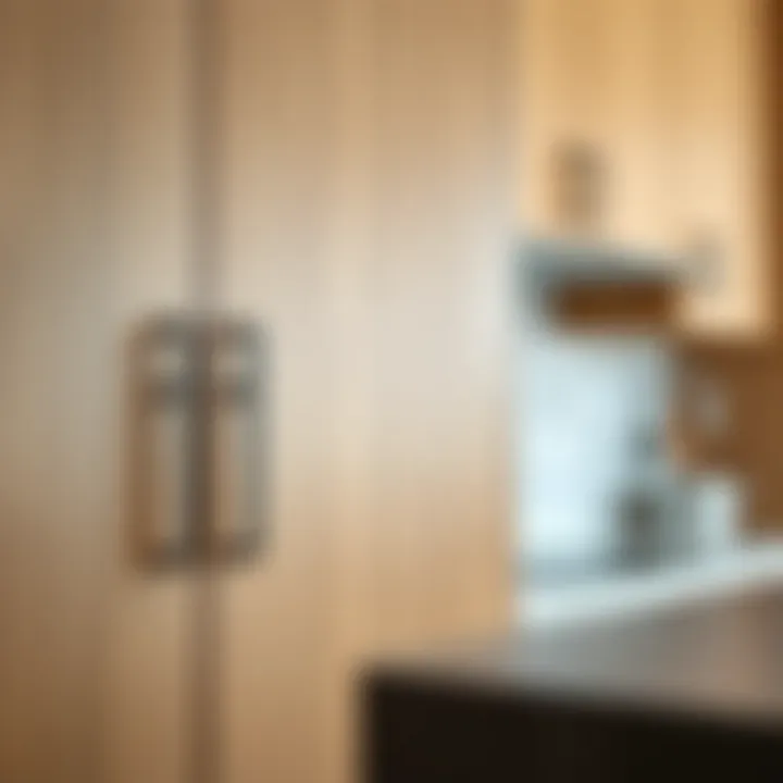 Close-up of a natural wood cabinet highlighting the texture and finish details.