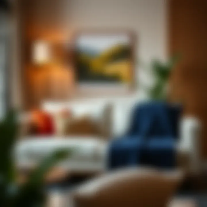 Stylish Pairing of Navy Blue Throw in Interior Design Stylish interior design featuring navy blue throw paired with contrasting colors