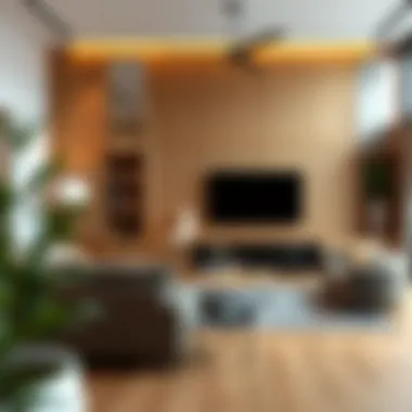 Cozy living room with an oak entertainment center that blends with the decor