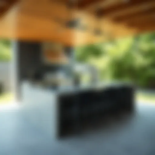 Stylish outdoor kitchen island with integrated bar seating