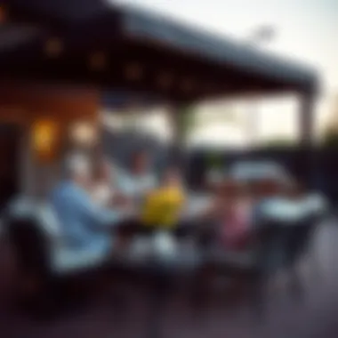Family enjoying a barbecue with outdoor furniture