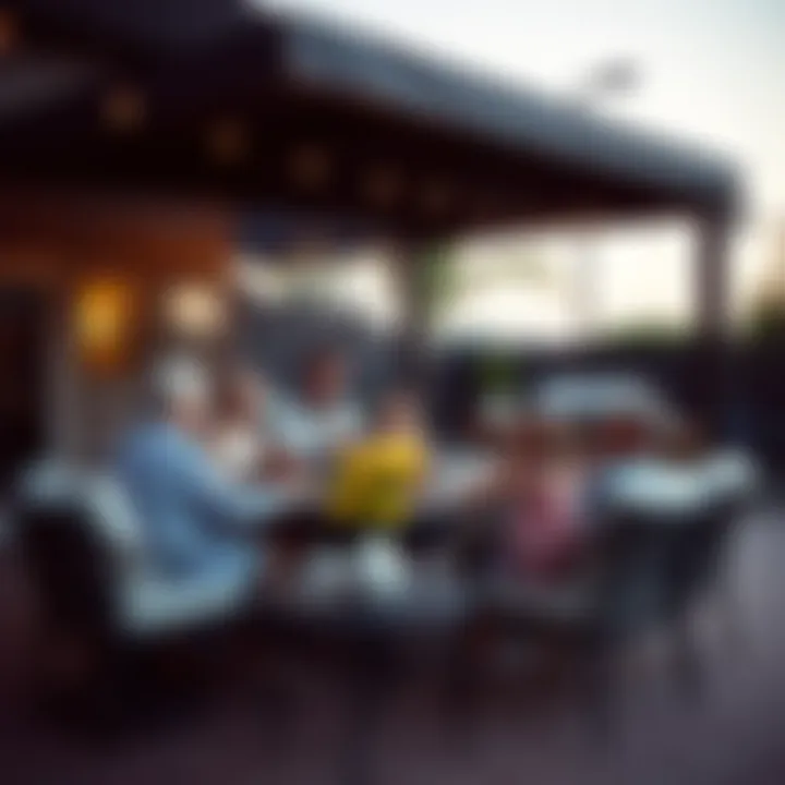 Family enjoying a barbecue with outdoor furniture